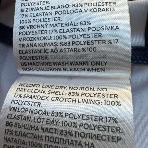 H&M Girls Navy Blue and White Striped One-Piece Long-sleeved Swimsuit 9-12M - Picture 5 of 9